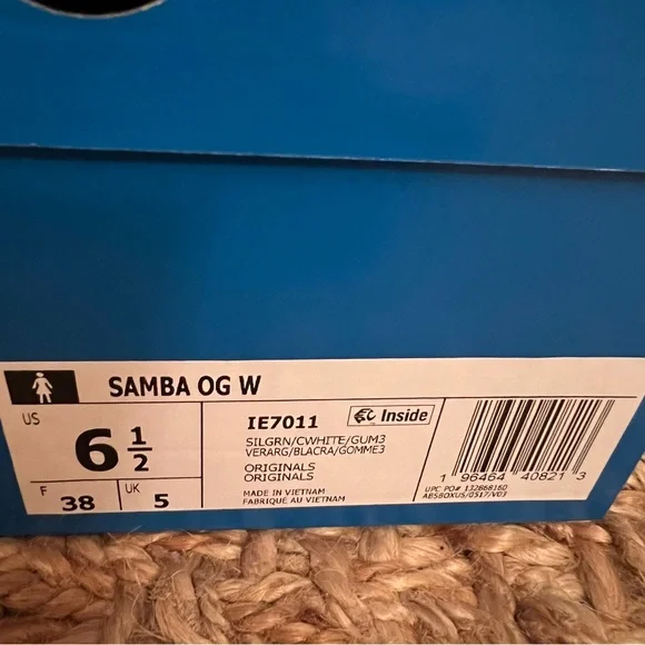 NWT Adidas Samba OG Originals Silver Green Sneakers Size Women’s 6.5 - Picture 14 of 15